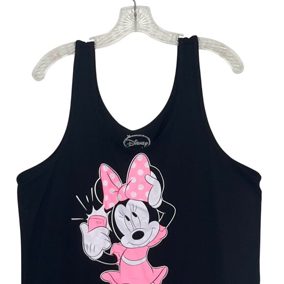 Disney Minnie Mouse Sleepwear Tank Top Womens XL Black Pink Selfie Summer - Picture 3 of 8